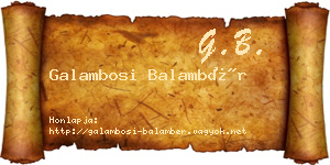 Galambosi Balambér névjegykártya